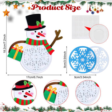 Tioncy 24 Set Snowman Coaster Craft Kits - Winter Snowman Cutouts, DIY Christmas Cup Coasters, Ideal for Family Fun, Classroom H