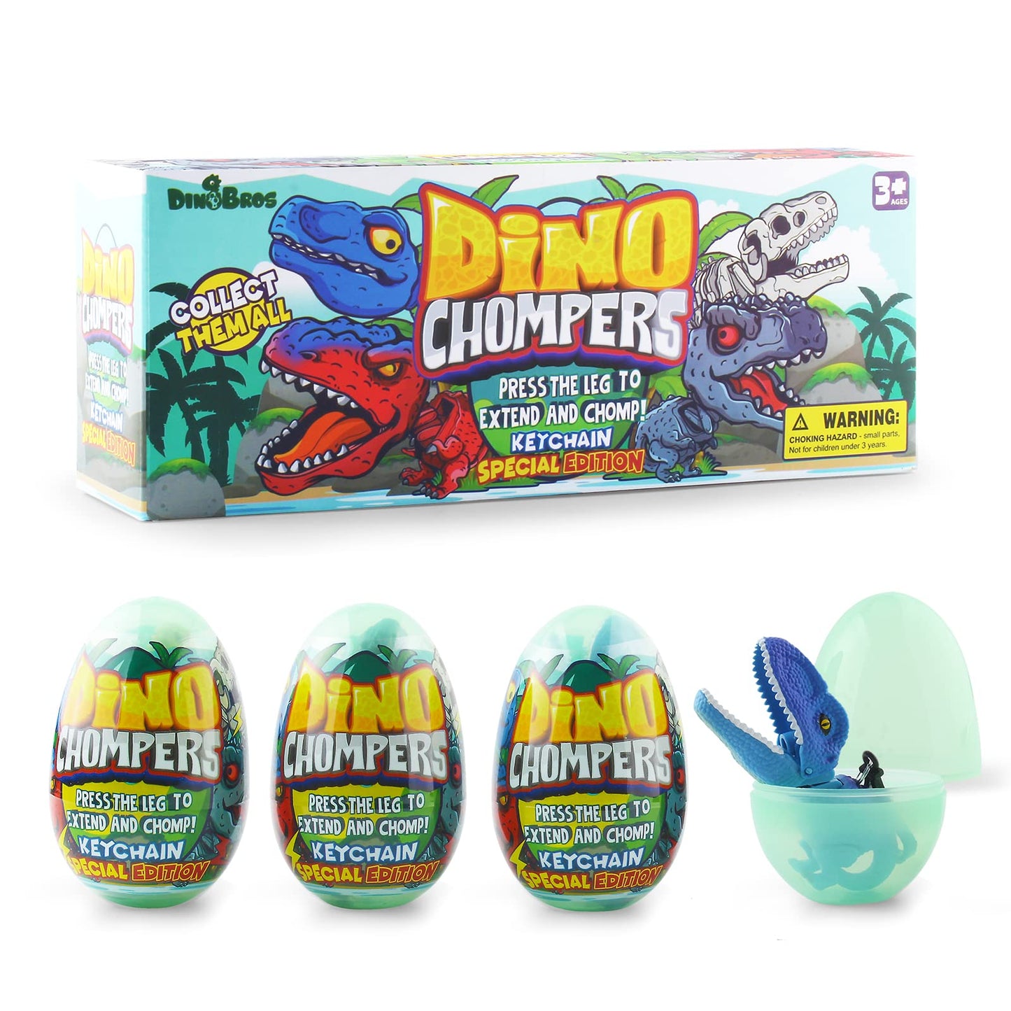 Dinobros Easter Egg With Dinosaur Toys Filled For Kids, 4 Surprise Eggs Easter Basket Stuffers Fillers With Dino Chomper Birthday Party Favors Gift For Boys And Girls
