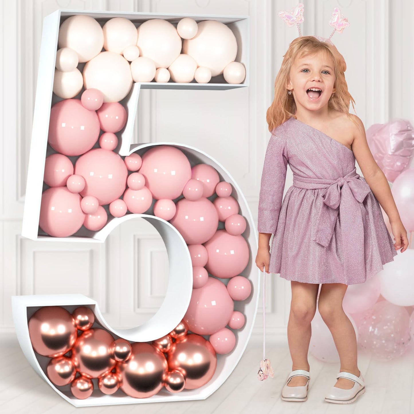 Imprsv 3Ft Mosaic Numbers For Balloons, Marquee Number, Mosaic Number Frame, Number 5 Balloon For 15Th 25Th 50Th Birthday Decora