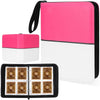 Collectible Trading Card Albums 4-Pocket Binder 400 Pockets Case Holder enhanced Zip PU Card Binder for TCG Sports Cards (Pink & white)