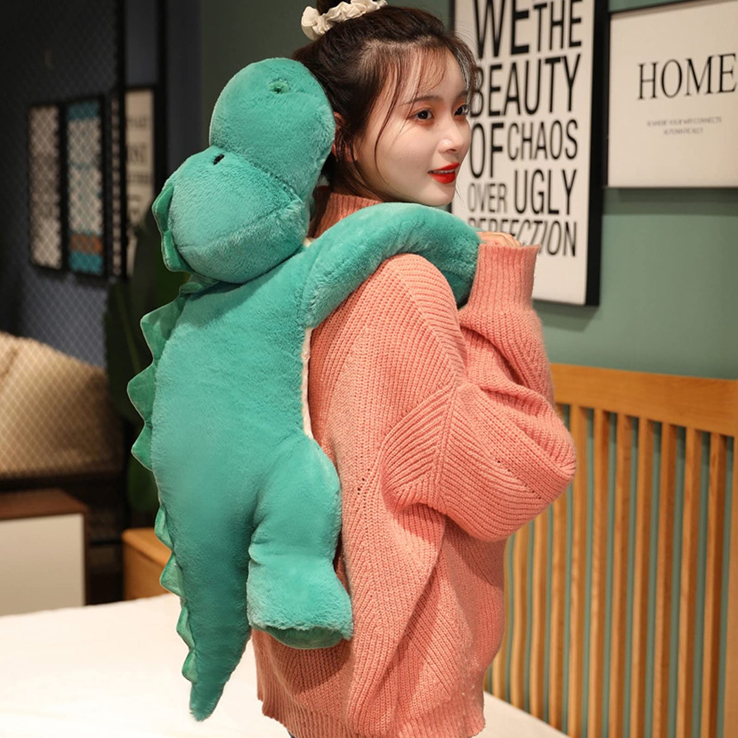 Hronsa Weighted Stuffed Animals, 29.5In 6.2Lbs Weighted Dinosaur Plush Cute Dinosaur Stuffed Animals Toy Weighted Plush Animals Pillow For Adults Boys Girls