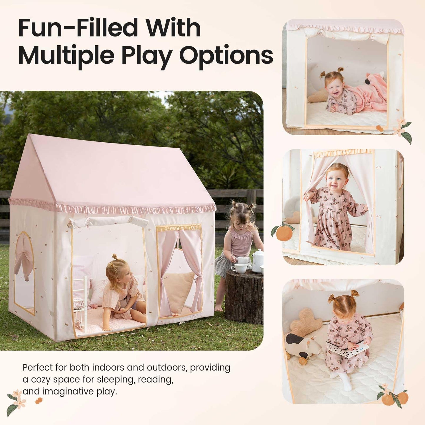 Tiny Land Kids Tent With Mat, Kids Play Tent For Toddlers, Pink Tent For Kids Indoor, Playhouse For Kids, Indoor Bed Toddler Ten