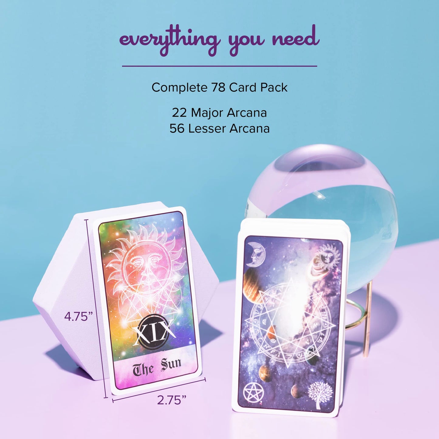 Kalan Tarot Cards Set - Complete Set Of Tarot Cards For Beginners And Experts Alike - Celestial - 2.75'' W X 4.75'' L