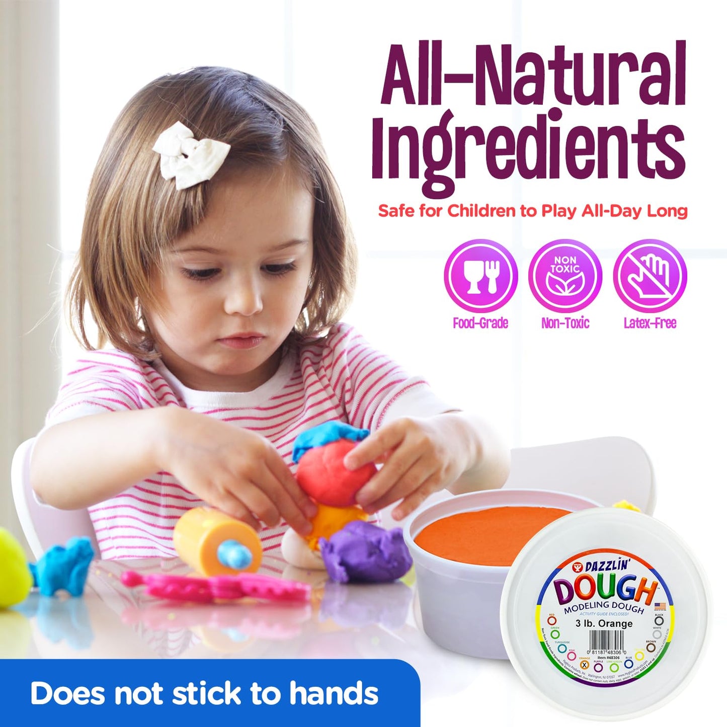 Dazzlin’ Modeling Dough – Non-Toxic Christmas Craft Dough, Unscented, Orange, 3Lbs – Kids Arts & Crafts, Christmas Gifts For Girls & Boys, Stocking Stuffers By Hygloss Products