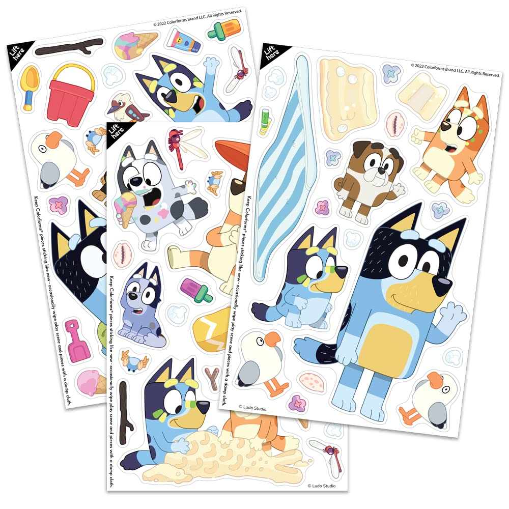 Colorforms Travel Set - Repositionable Pieces Stick Like Magic - Scenes And Pieces From The Show Bluey For Storytelling Imaginat