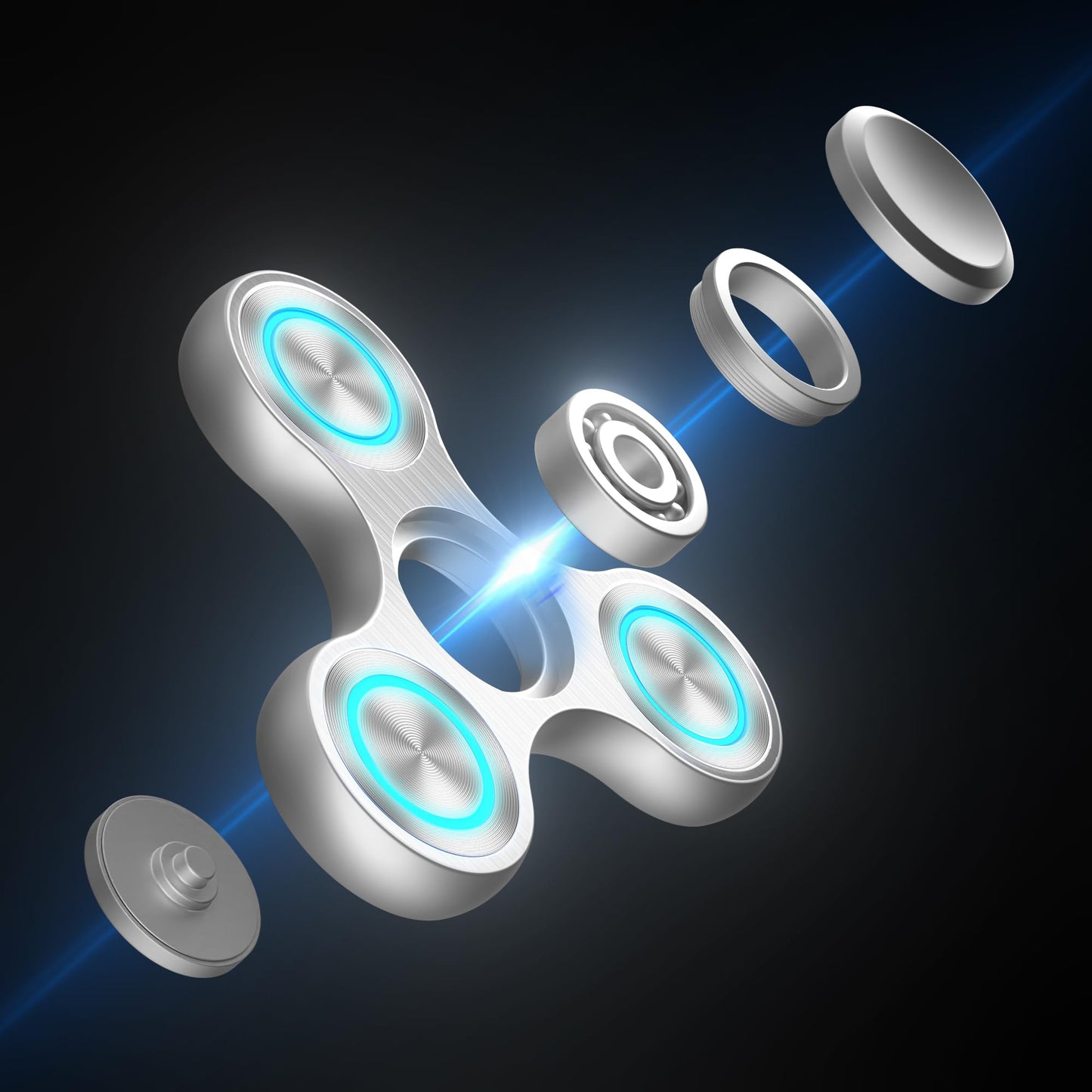 Fidget Spinners Toy, Metal Stainless Steel Bearing High Speed 4-8 Min Spins, Edc Adhd Stress Anxiety Relieves Fidgets Finger Toy