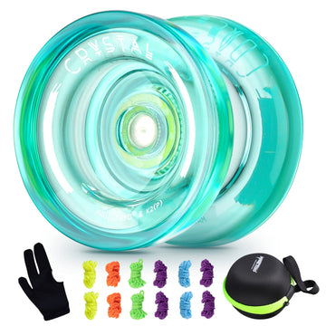 Magicyoyo K2 Responsive Yoyo - Great For Kids And Beginners With Smooth Spins And Fingerspin Design - With Storage Glove, Bag, And 12 Strings - Crystal Green