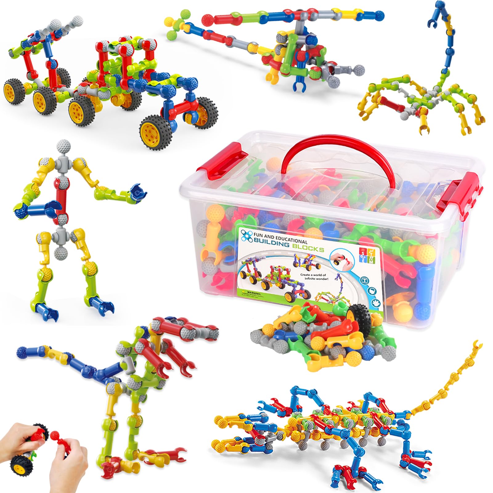 Afomida 170 Pcs STEM Building Toys for Kids 4-8, Gray Plastic Educatio ...
