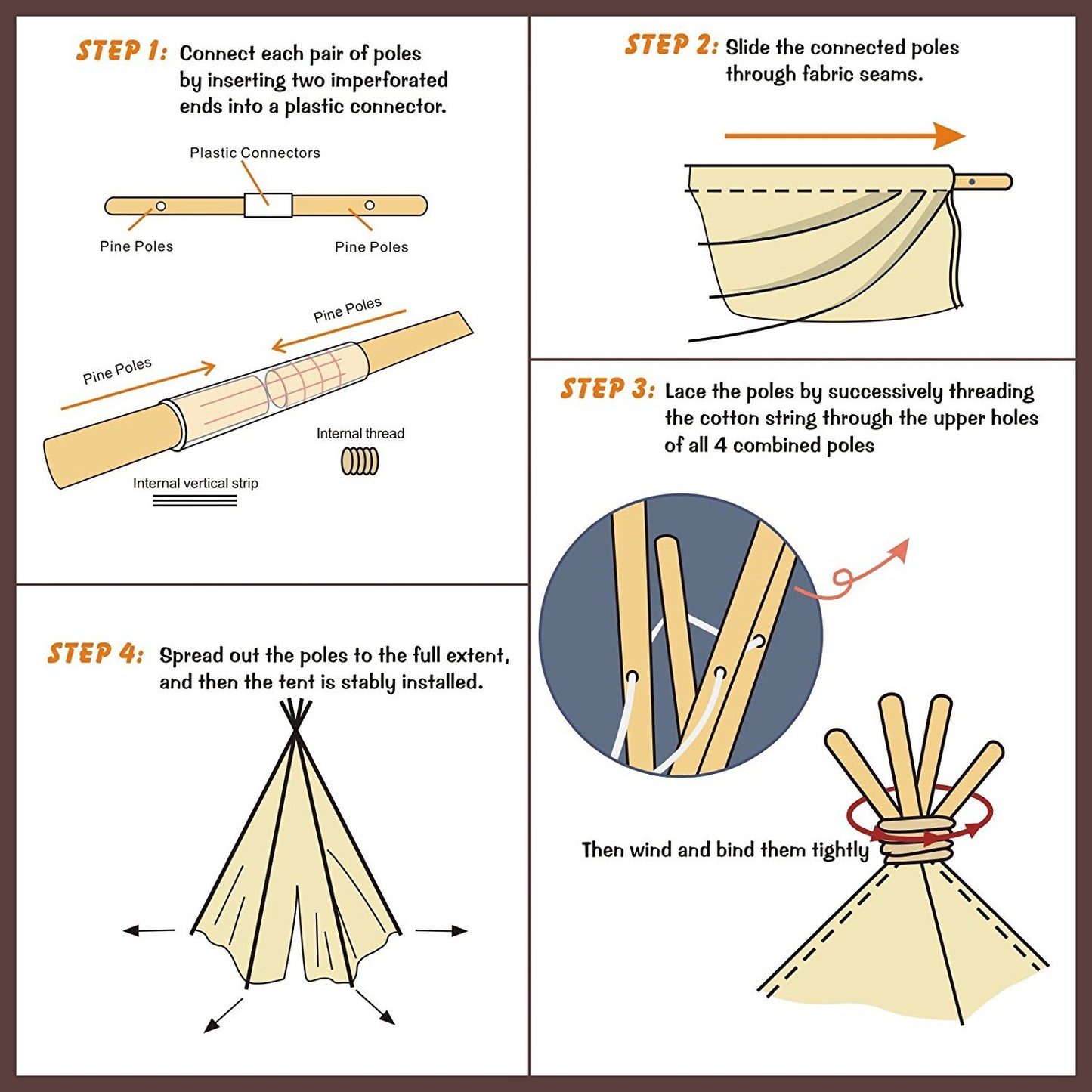 Lavievert Natural Canvas Teepee Tent for Kids, Foldable Teepee Play Tent with A Water Resistant Bottom Mat, Present Playhouses f