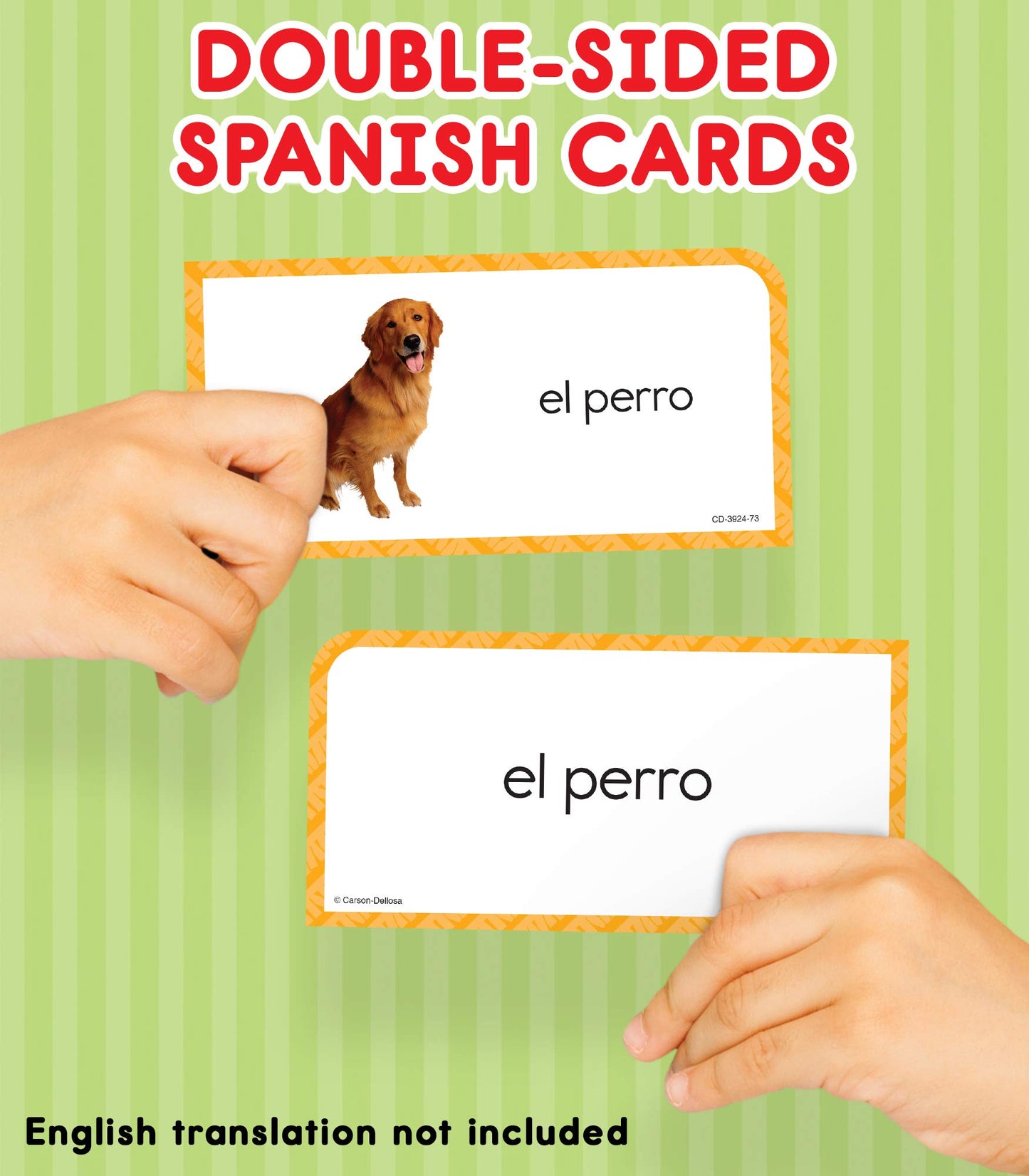 Carson Dellosa 104 Spanish Flash Cards for Kids, Spanish Vocabulary Flash Cards for Beginners, Picture Flash Cards for Toddlers,