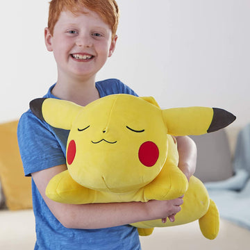 Pokemon Plush Sleeping Pikachu - 18" Cuddly Toy for Travel & Play - Soft Plush Material, Perfect for Nap Time, Model PKW2527