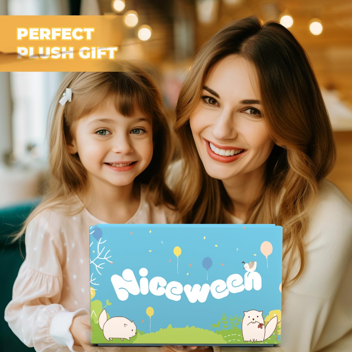 Niceween Stuffed Animals Adorable Dog Plush Toys 16.5 Inches Soft And Comfort Dog Plush Toy Gift For Kids, Beige/Grey