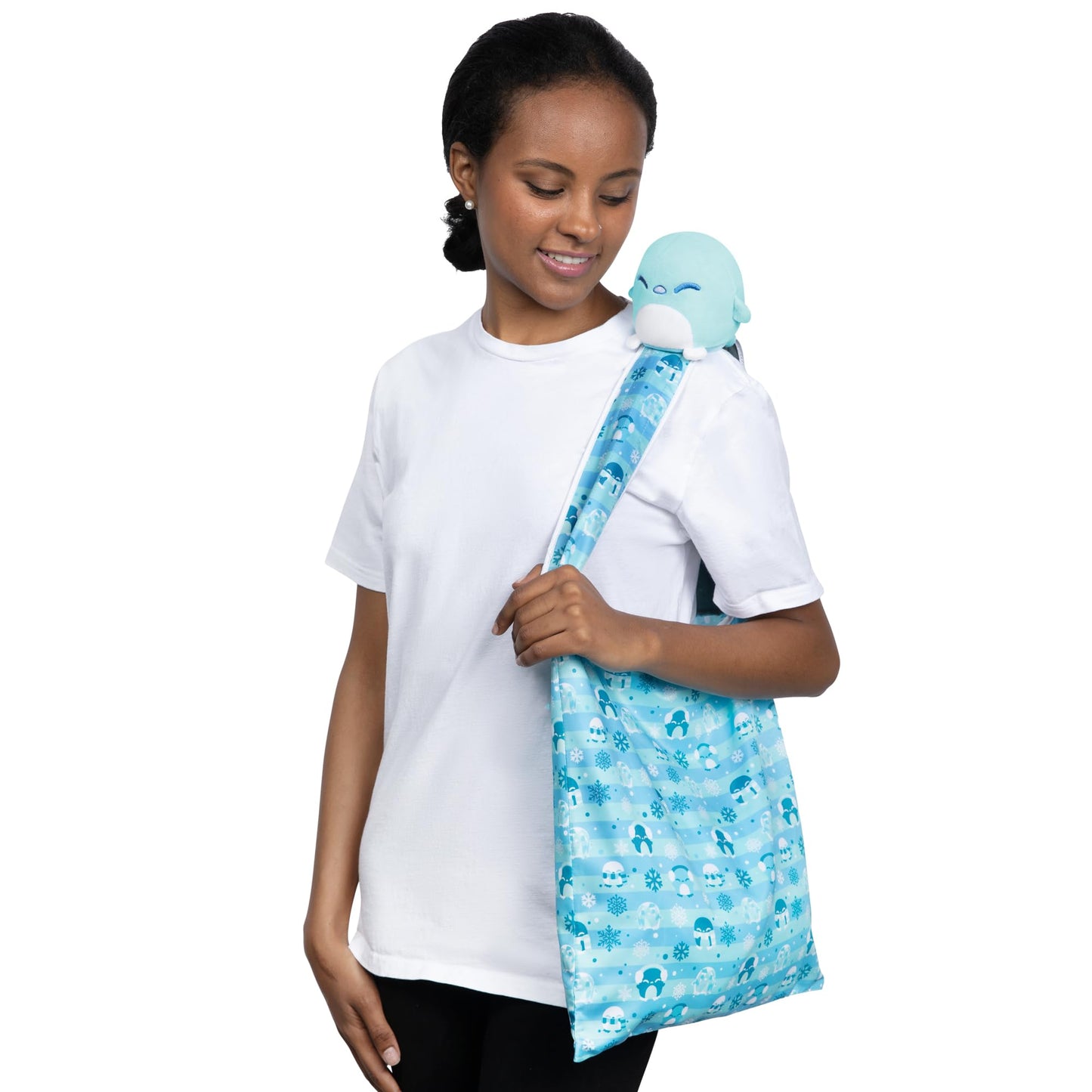 Teeturtle - Plushie Tote Bag - Holiday Snowflake Penguin - From The Creators Of The Original Reversible Octopus Plushie - Take Y