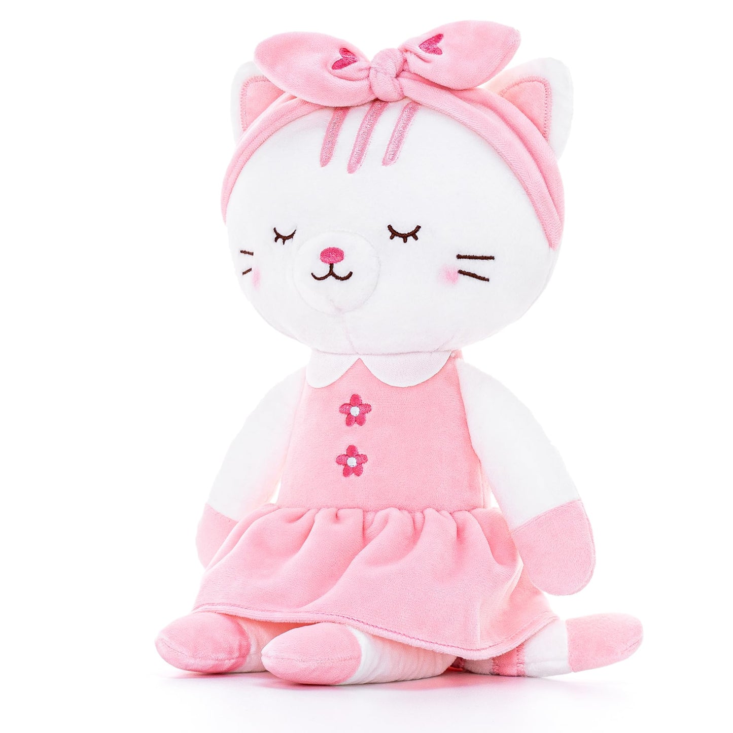 Lazada Stuffed Cat Dolls Animal Kitty Plush Toy Baby Girl Gifts White With Hair Band 16'