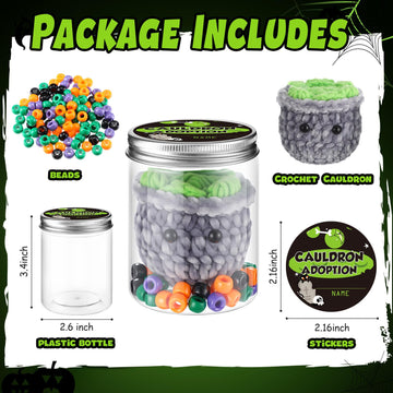 Poen Cauldron Desk Pets Accessories Crochet Cauldron DIY Toy Plush Handmade Doll Spooky Creepy Horror Gift Halloween Boo Basket for mature-themed Women Office School Classroom Party Decor