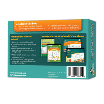 Channie's Visual Cursive Flashcards - 43 Dry-Erase Cards for Cursive Handwriting Practice, Medium Size for 2nd-3rd Graders