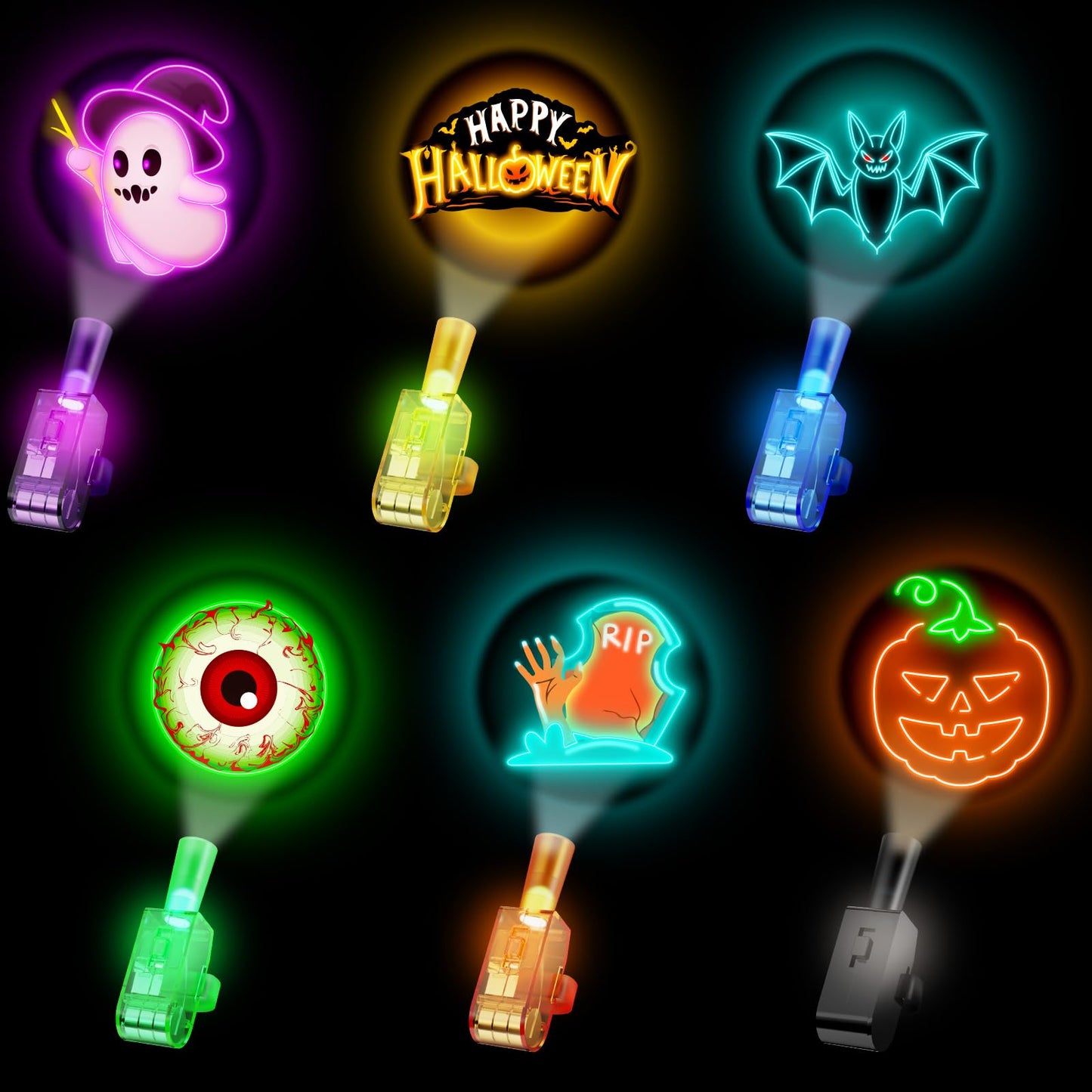 CPSYUB Halloween Party Favors for Kids 34 Pack - LED Finger Lights + Glow Tattoos, Non-Candy Trick-or-Treat Goodie Bag Fillers,