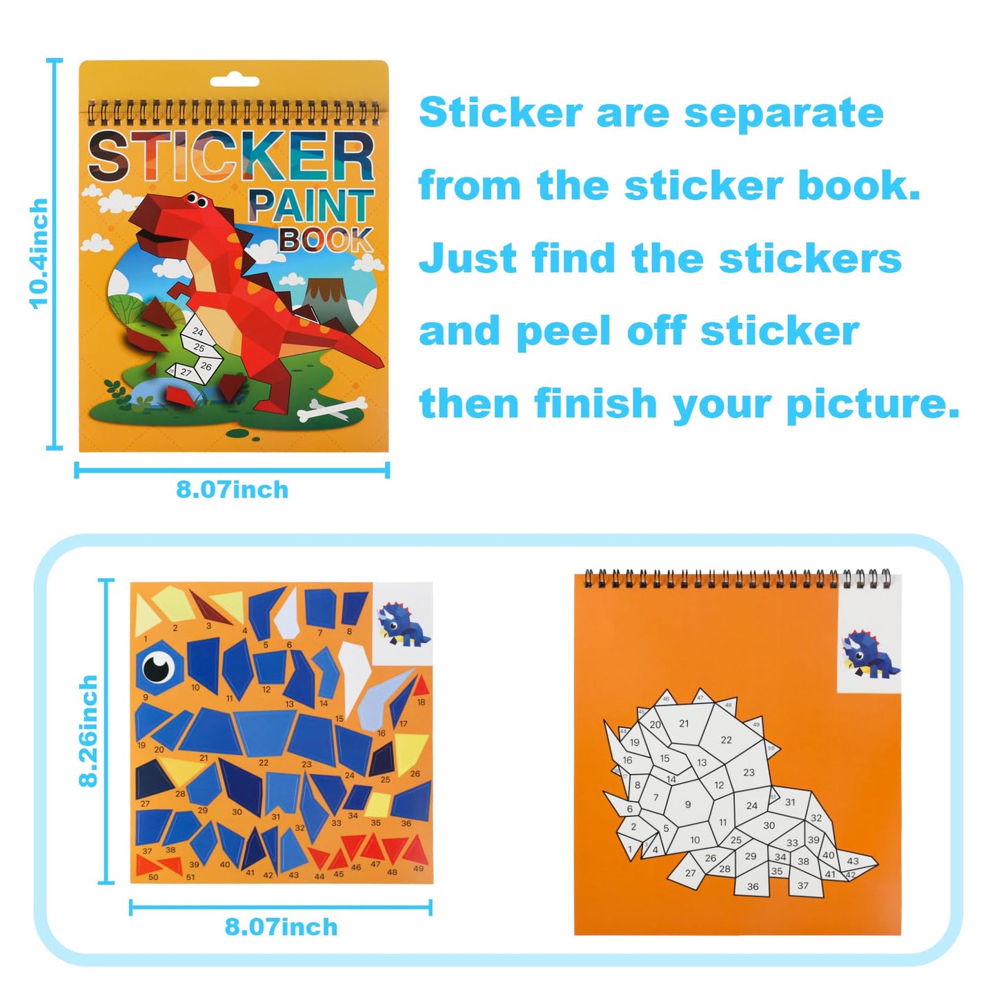 Aeahaly Dinosaur Crafts For Kids Ages 4-8 Sticker Paint Books, Sticker Book For Kids Ages 4-8 Boys And Girls Birthday Gifts Party Favor, Travel Activity Book Set For Learning