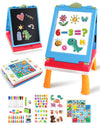 Elovien Easel For Kids, 4 In 1 Double Sided Toddler Art Easel With Chalkboard & Magnetic Whiteboard, Foldable Kids Tabletop Easel With Drawing & Writing Accessories - Gift For Boys And Girls (Blue)
