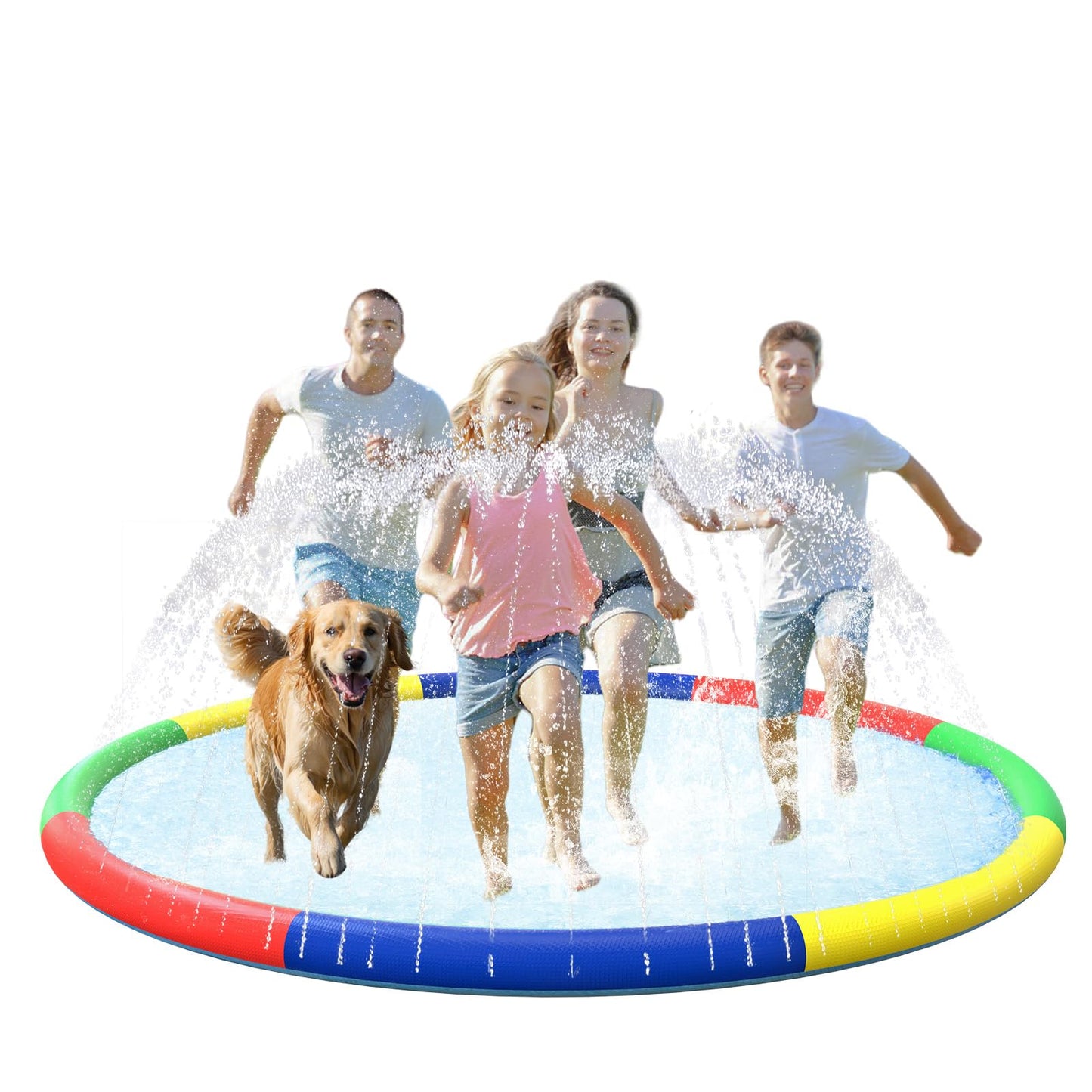 ODOSOLA 11.4 FT Large Splash Pad for Kids Ages 4-8, Non-Slip Baby Splash Pads for Toddlers, Oversized Kids Sprinklers for Yard,