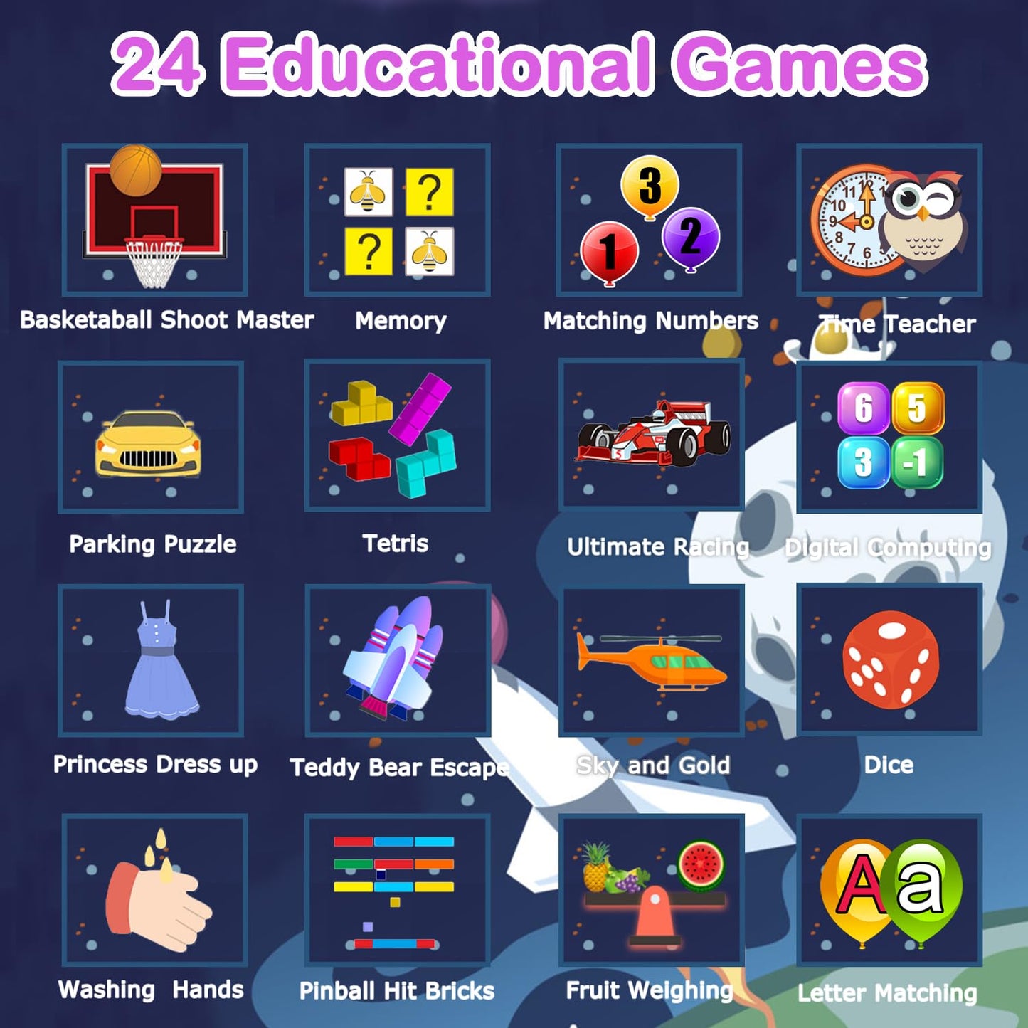 Kids Smart Watches Girls Gift For Girls Age 6-12, 24 Puzzle Games Hd Touch Screen Kids Watch With Video Camera Music Player Pedometer Flashlight 12/24 Hr Toys For 7 8 9 10 11 12 Year Old Girls Boys