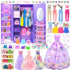 75 Pack Doll Clothes and Accessories with Doll Closet for 11.5 Inch Doll Fashion Design Kit Girl Doll Dress Up Including Wedding