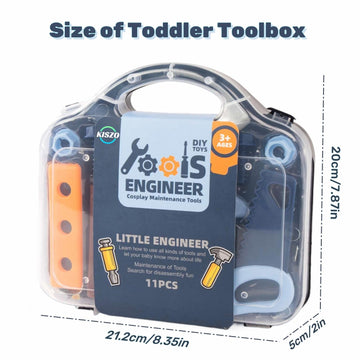 Kiszo Toddler Tool Set - 11 pc Kids Tool Set with Box, Pretend Play Toys for Kids Ages 3-6, Perfect for Christmas & Birthday Gif