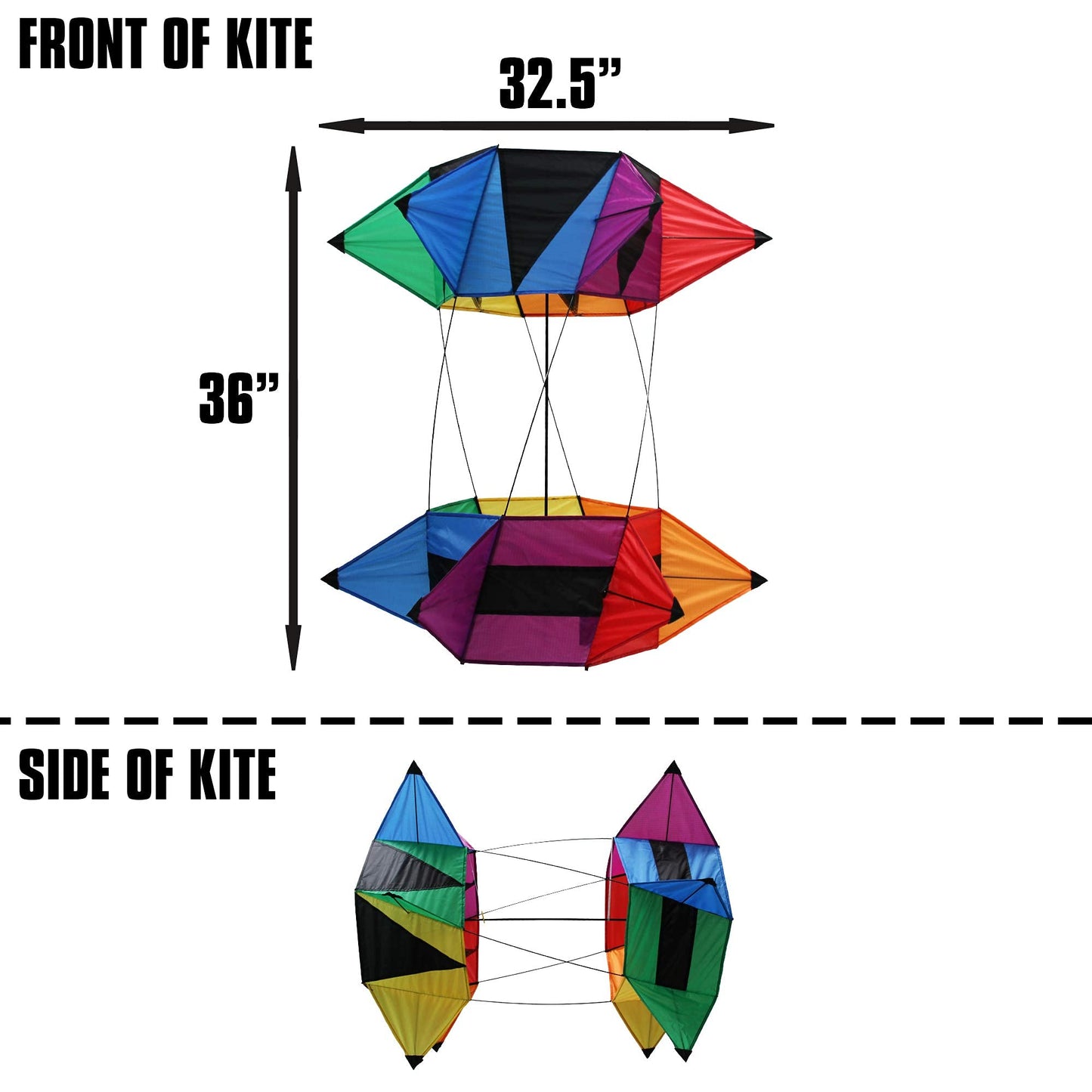 Windnsun Supersize Revolution 3D Spin Box Nylon Kite, 36 Inches Long