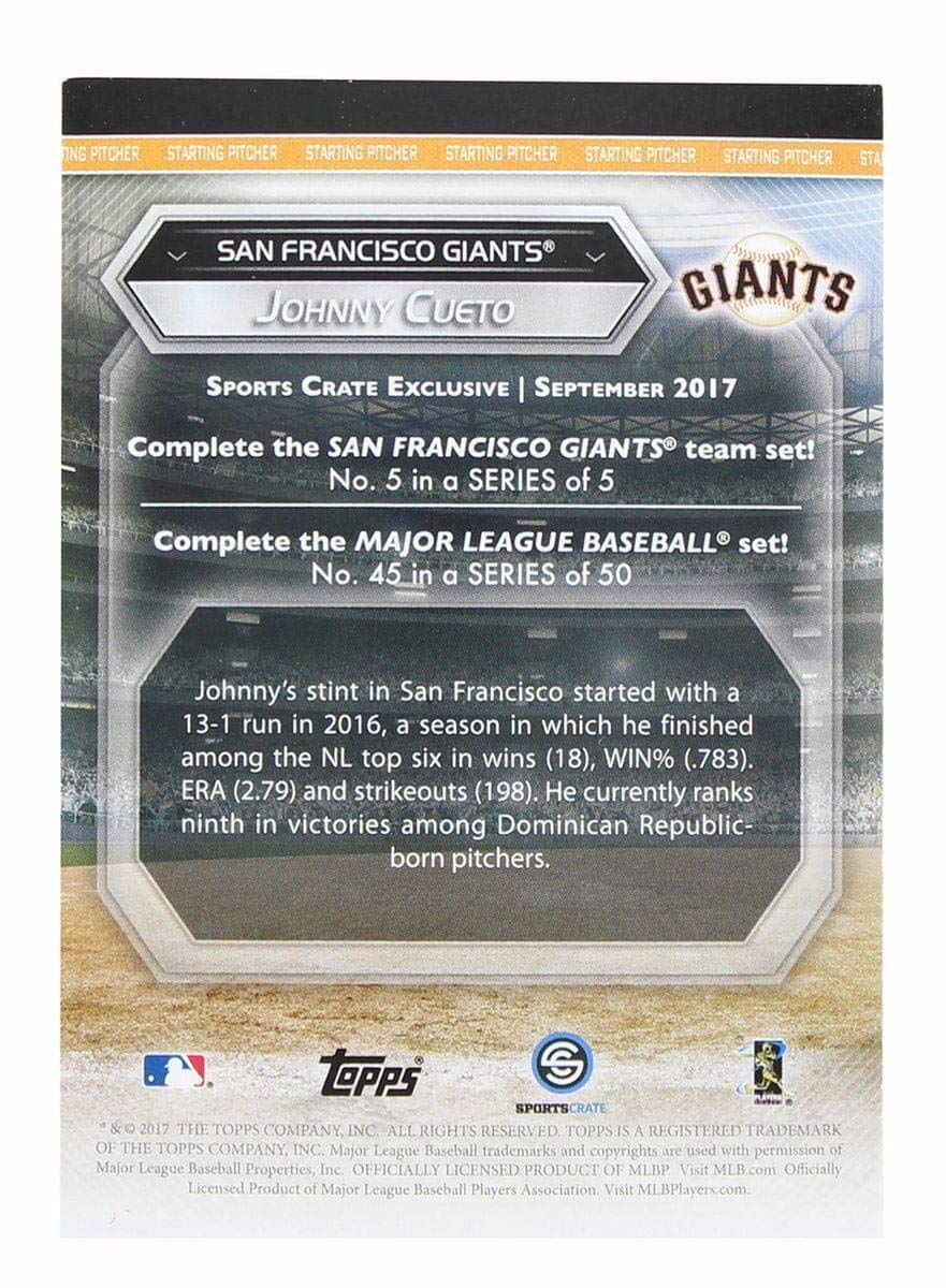 San Francisco Giants Mlb Crate Exclusive Topps Card #45 - Johnny Cueto