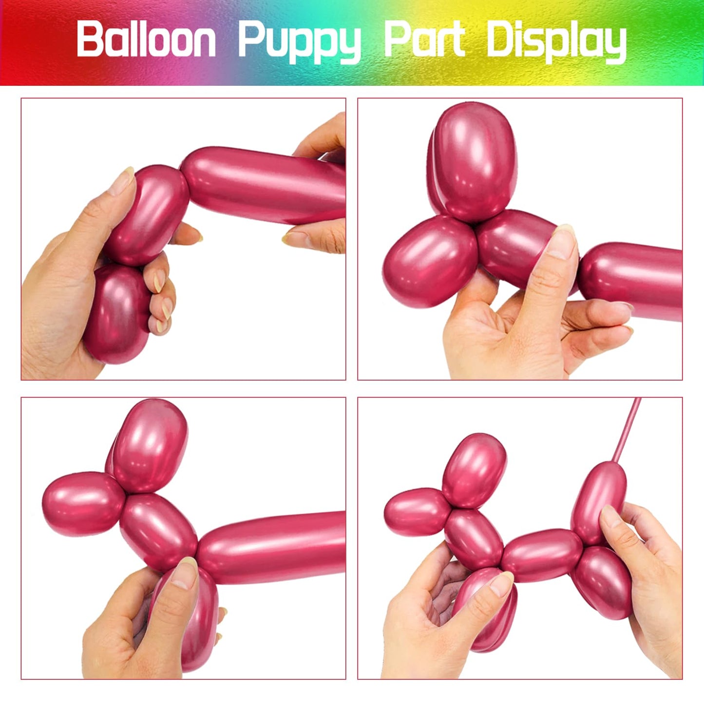 100Pcs 260 Balloons Metallic Long Balloons For Balloon Animals, Thickening Skinny Latex Twisting Balloon For Animals Modeling Ch