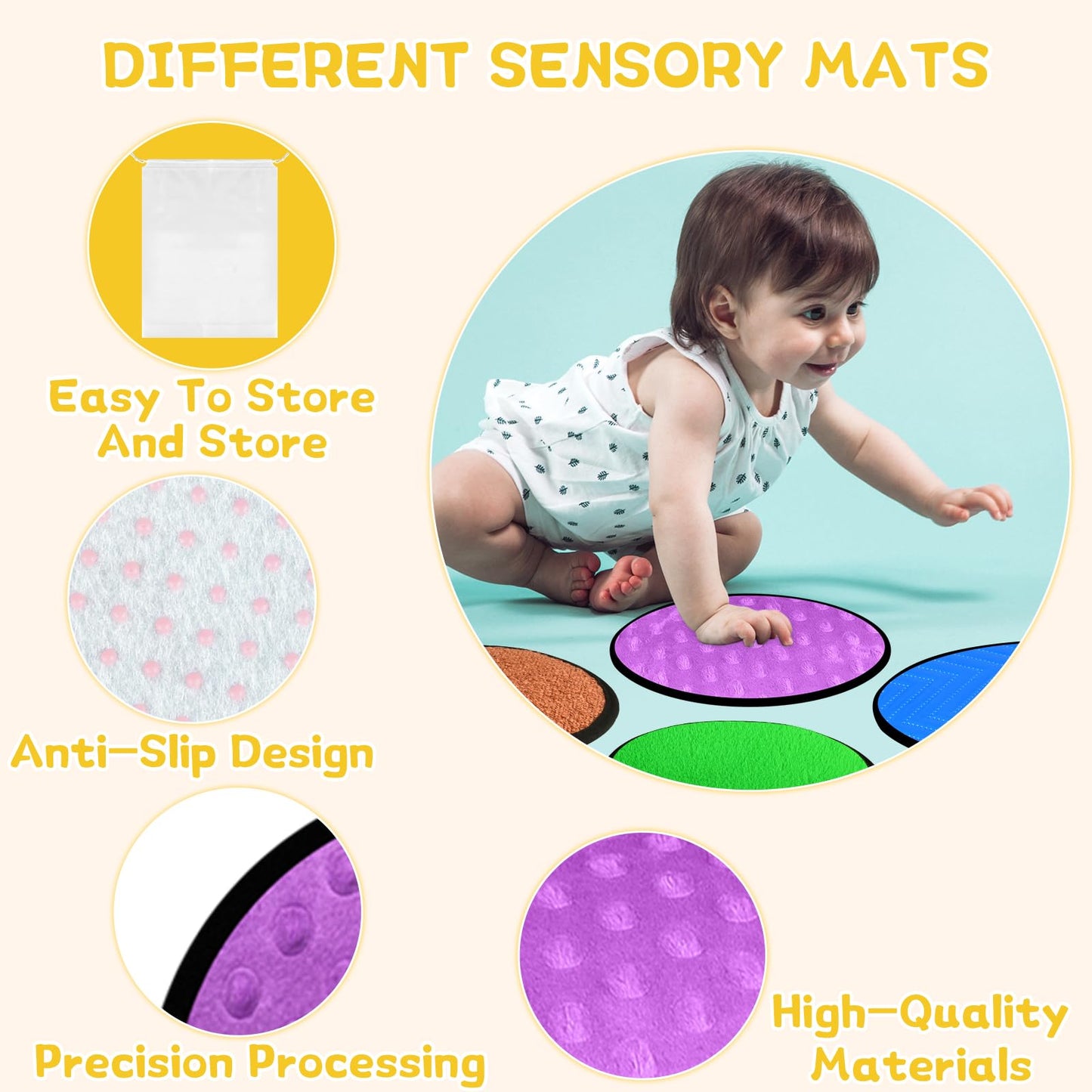 Bouiexye 20 Sets Round Sensory Mats For Autistic Children Textured Sensory Tiles Sensory Toys Babies And Toddlers With Sensory I