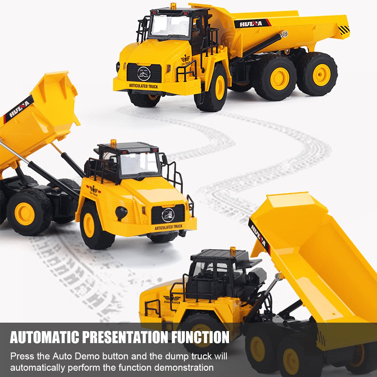 Fistone Remote Control Dump Truck Toy, 11 Channel 2 Batteries Remote Control Construction Toy Vehicles with Lights/Sounds, RC Du