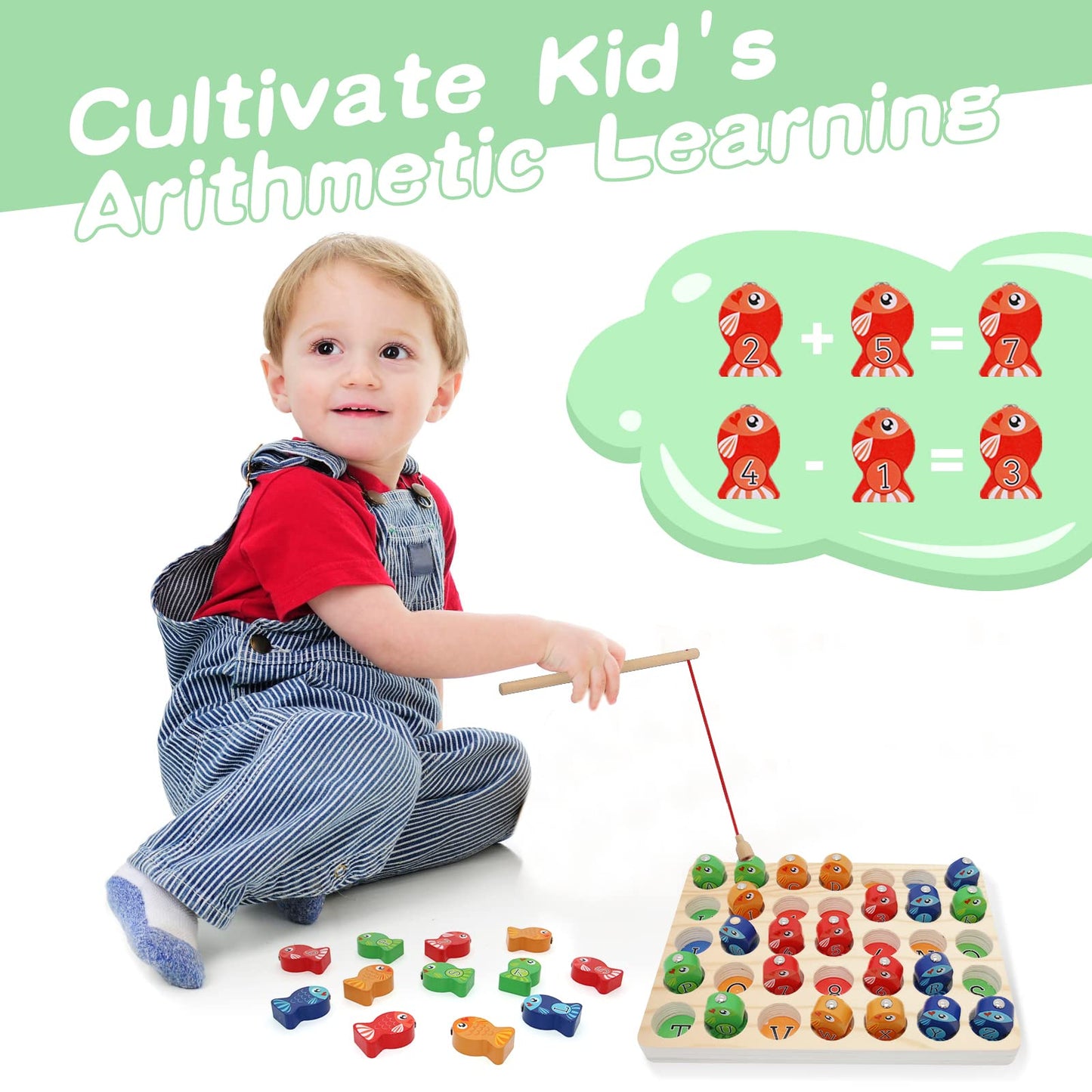 Toddler Learning Educational Toys For 2 3 4 5 Year Old Boys Girls Wooden Magnetic Fishing Kids Toys Games Letters Abc Numbers Alphabet Puzzle Montessori Toys For Ages 2+ Stem Preschool Education Gifts