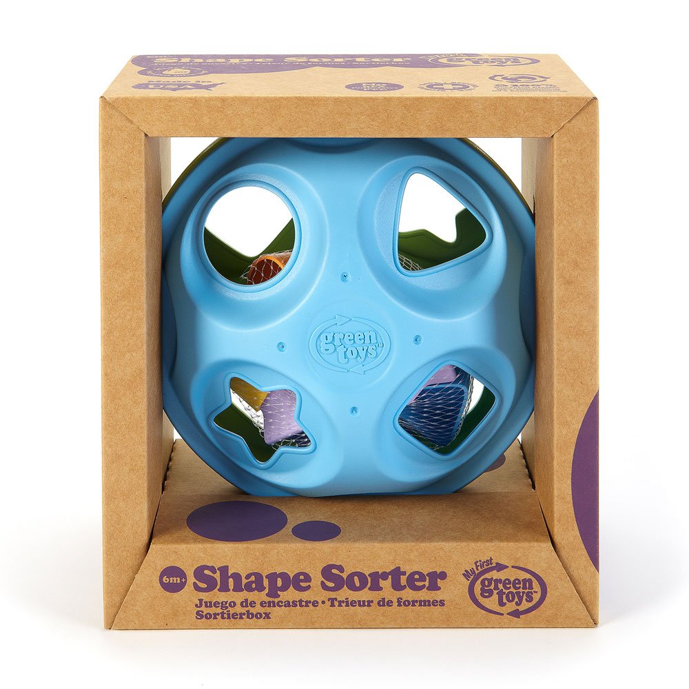Green Toys Shape Sorter - Classic Plastic Toy for 6+ Months - Medium Size - Green/Blue - Model SPSA-1036