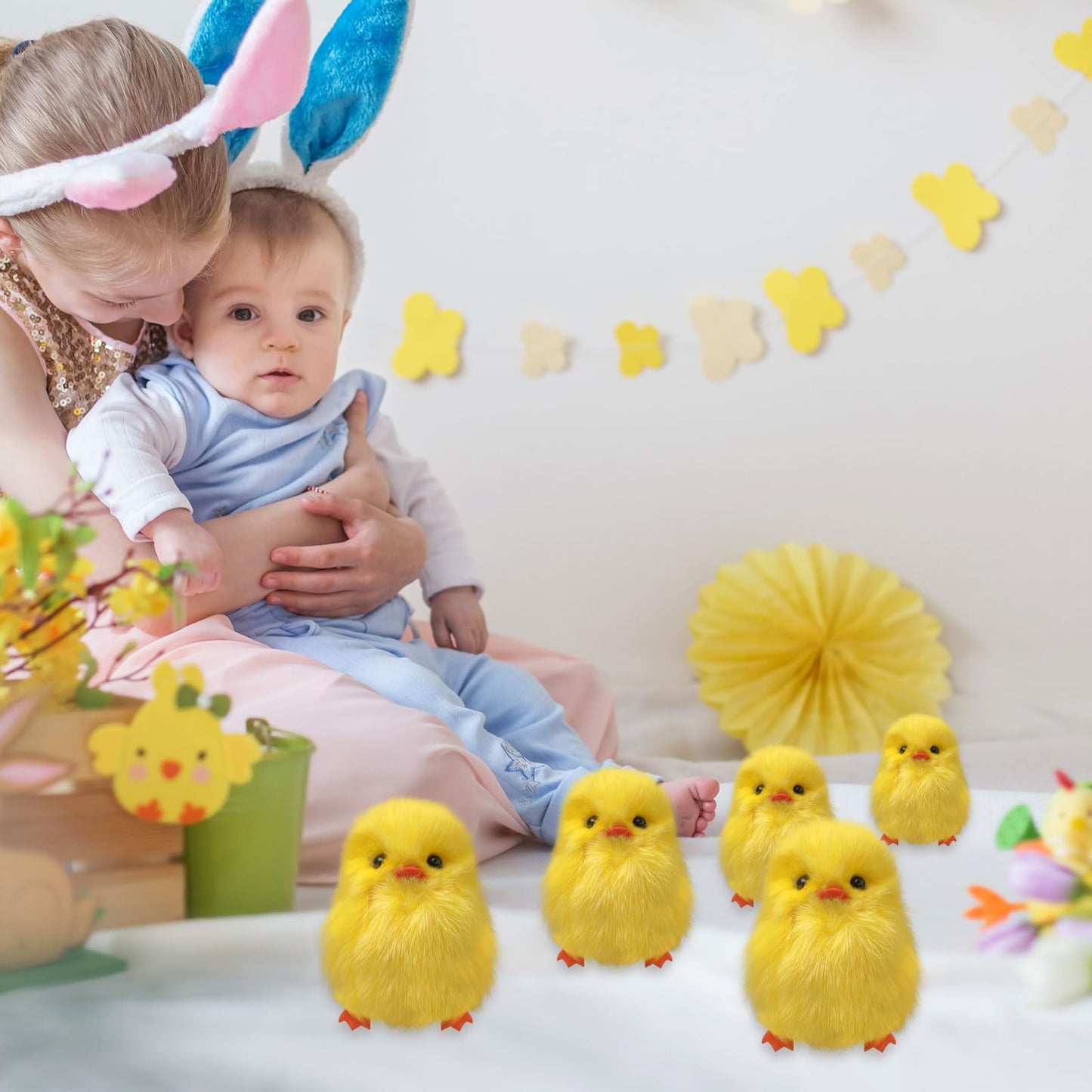 Olutacot 28 Pcs Small Chicken Fluffy Chicks Mini Realistic Plush Chick Fur Stuffed Toy Chick For Kids Diy Decorations Party Favo