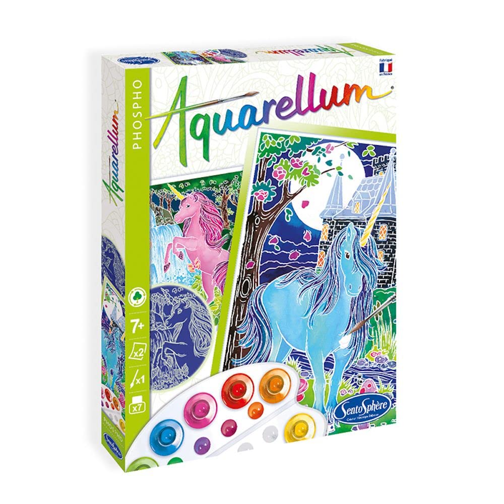 Sentosphère Aquarellum Phospho Unicorns - 2 Count Plastic Art Set, Colorful Unicorn Design, Model SEN6412