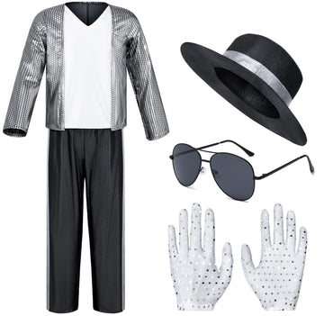 Dance Star Costume For Kids 80S 90S Pop Stage Cosplay Party Halloween Role Play 6-8 Years White Black