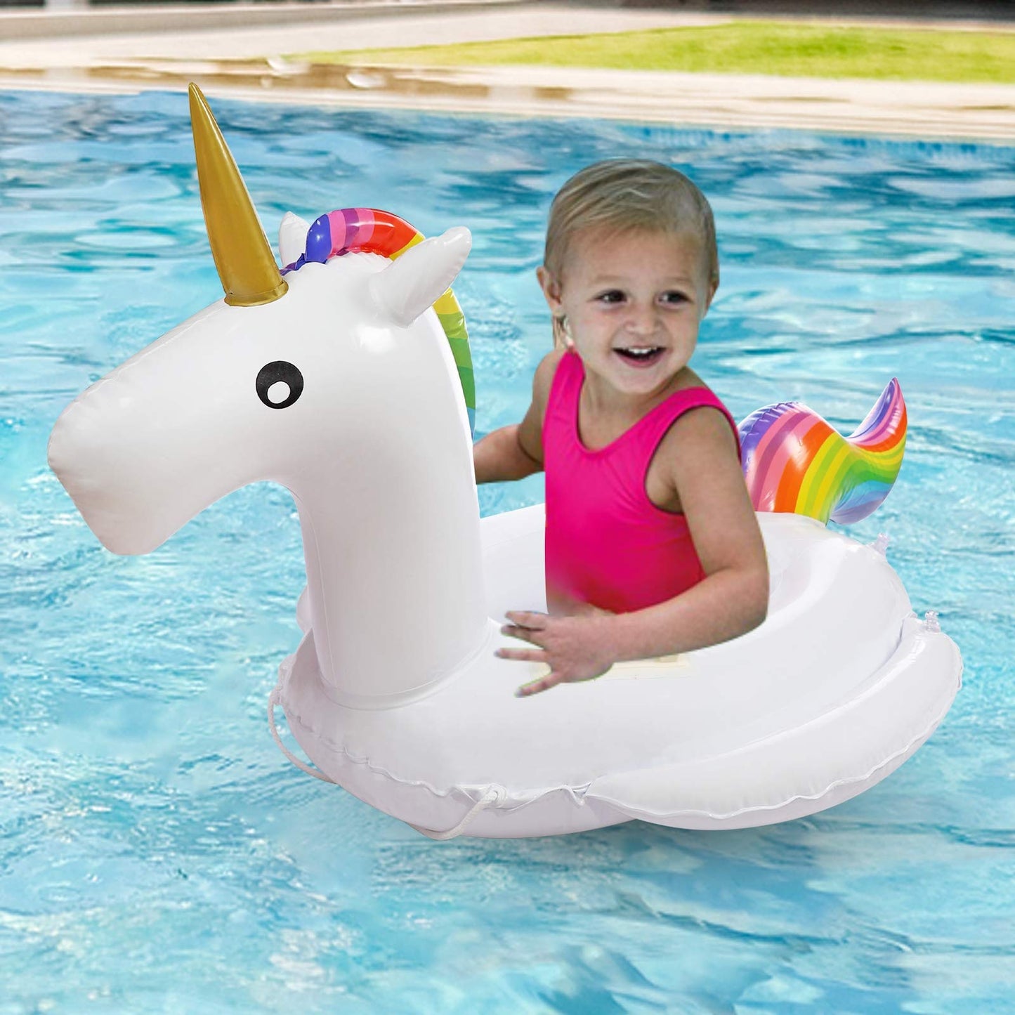 Mortime Baby Pool Float Unicorn Inflatable Swimming Ring Seat, 30' Unicorn Swim Float For Kids Toddlers Babies 1-6 Years