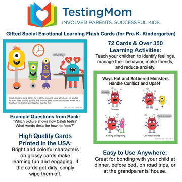 Testingmom.Com Gifted Learning Flash Cards - Social Emotional Learning (Sel) For Pre-K And Kindergarten