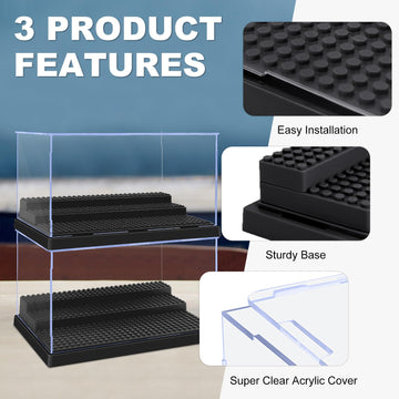 4 Pack Display Case For Minifigure Action Figures Blocks,2 Pack Of Clear Acrylic Minifigure Display Case Box Storage With 3 Mova