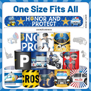 Yymymgj 48Pcs Police Party Favors Police Slap Bracelets Police Bracelets Wristbands For Police Themed Birthday Party Supplies Gi