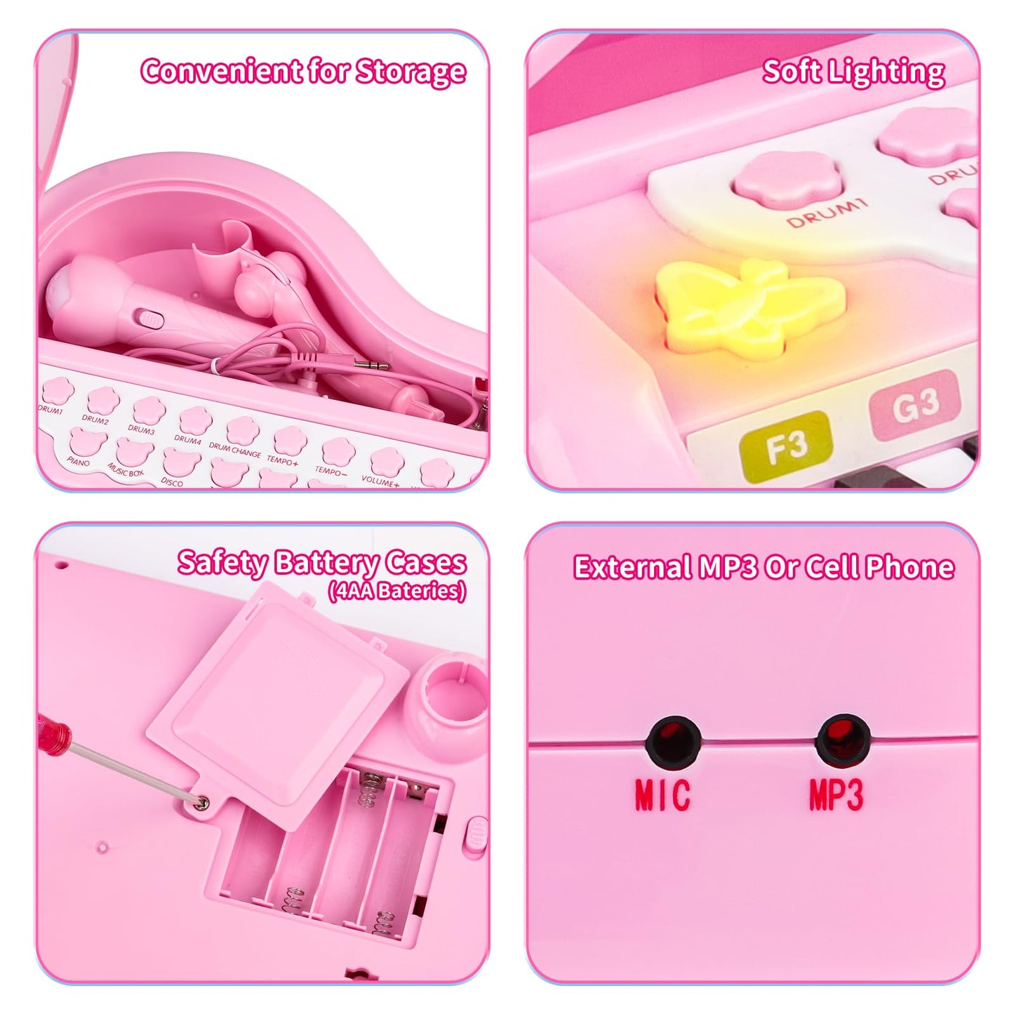 Amy&Benton Piano Toy Baby Piano Toy For Toddlers Piano Pink For Girls 1-3 Girl First Birthday Gift For 1 2 3 Years Old Girl 1St Birthday Toy For Girl 1 2 3 Year Old Girl Gift One Year Old