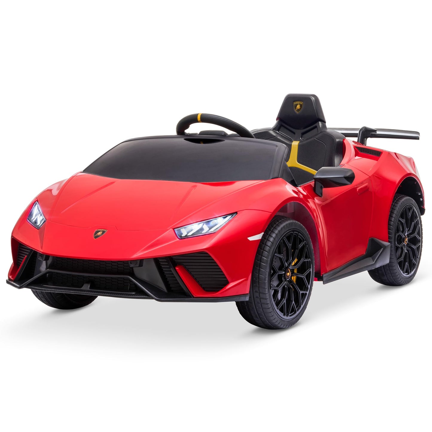 Kidzone Kids Licensed Lamborghini Huracan 12V Ride On Car Battery Powered Electric Vehicle Toy With 2 Speeds, 4-Wheel Drive, Sus