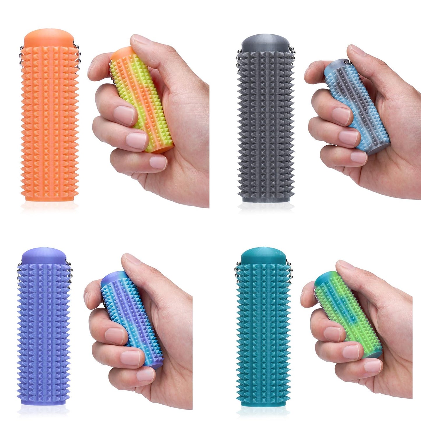 4PCS Little Ouchies Fidget Keychain for Adults,Spiky Grippie Stim Sensory Toy | Pain Relief & Anxiety Stress Relief |Tactile Fid