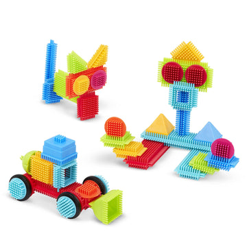 Battat- Bristle Blocks- Stem Interlocking Building Blocks- 50 Pc Playset- Reusable Carry Case - Developmental Toys For Toddlers & Kids- Basic Builder Case- 2 Years +
