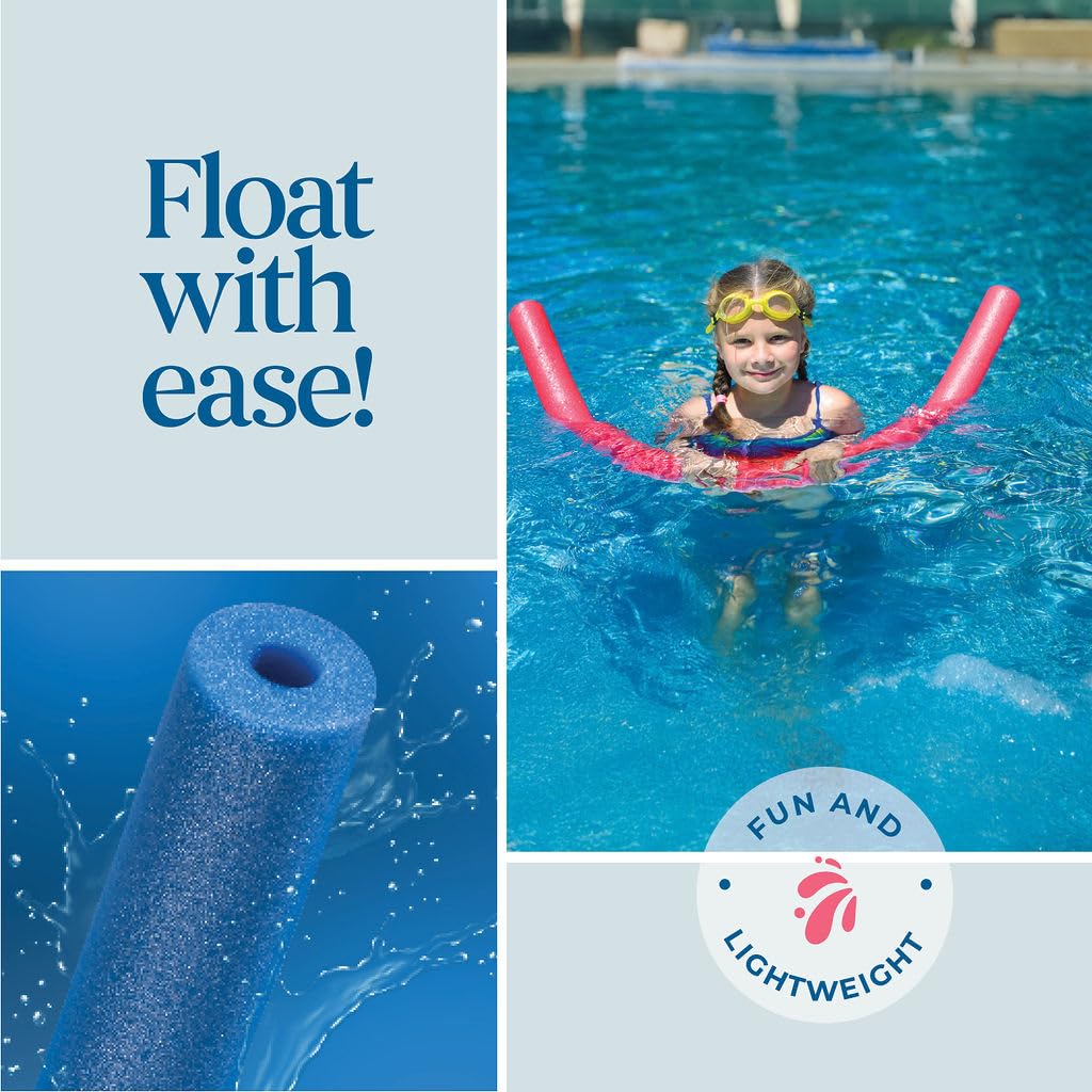 Play22 Pool Noodles Foam 12 Pack - Soft Large Rainbow Foam Noodle Tube 6 Colors Bulk Swim Noodles Multi-Purpose Pool Toy Floating Training Device Exercise Aid Craft Projects