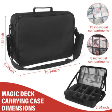 Xykzra MTG Card Deck Storage Bag - 3-Layer, 10 Partitions, 907.52 cu in, Black, Model SK546US