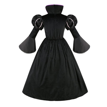 Yolsun Purple Witch Costume For Girls Bubble Sleeve Halloween Witch Dress For Kids (4-6 Years, Purple)