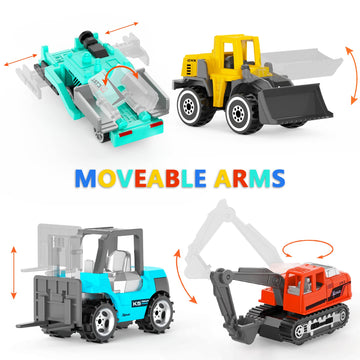 17 Metal Construction Vehicles Toys, Small Excavator Wheels Cars Mini Construction Trucks Toys for Boys Kids Toddlers Christmas
