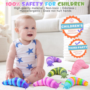 Cevioce Sensory Slug Fidget Toys,Fidget Slug Toys For Adults & Kids Party Favors,4 Pcs Cute Autism Sensory Toys For Autistic Chi